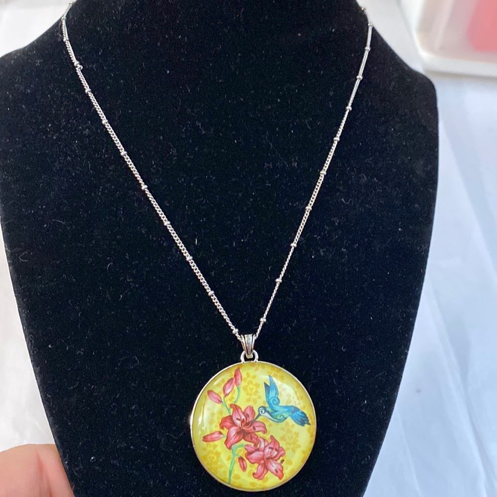 BRIGHTON Jewel Flutter silver yellow and pink pendant collar necklace